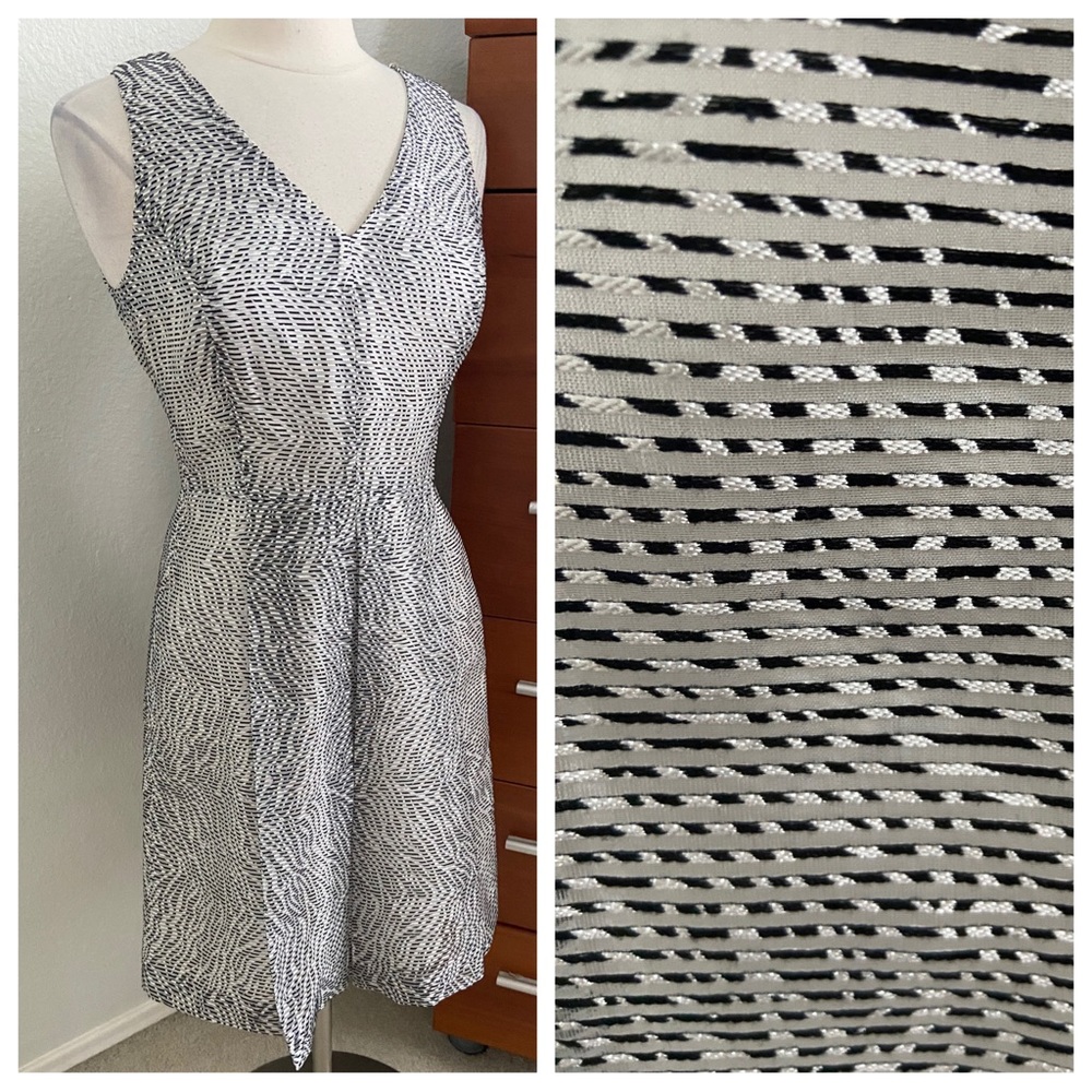 Banana Republic Silver Fit & Flare Dress Sleeveless V-Neck Size 6 (Fits Smaller)